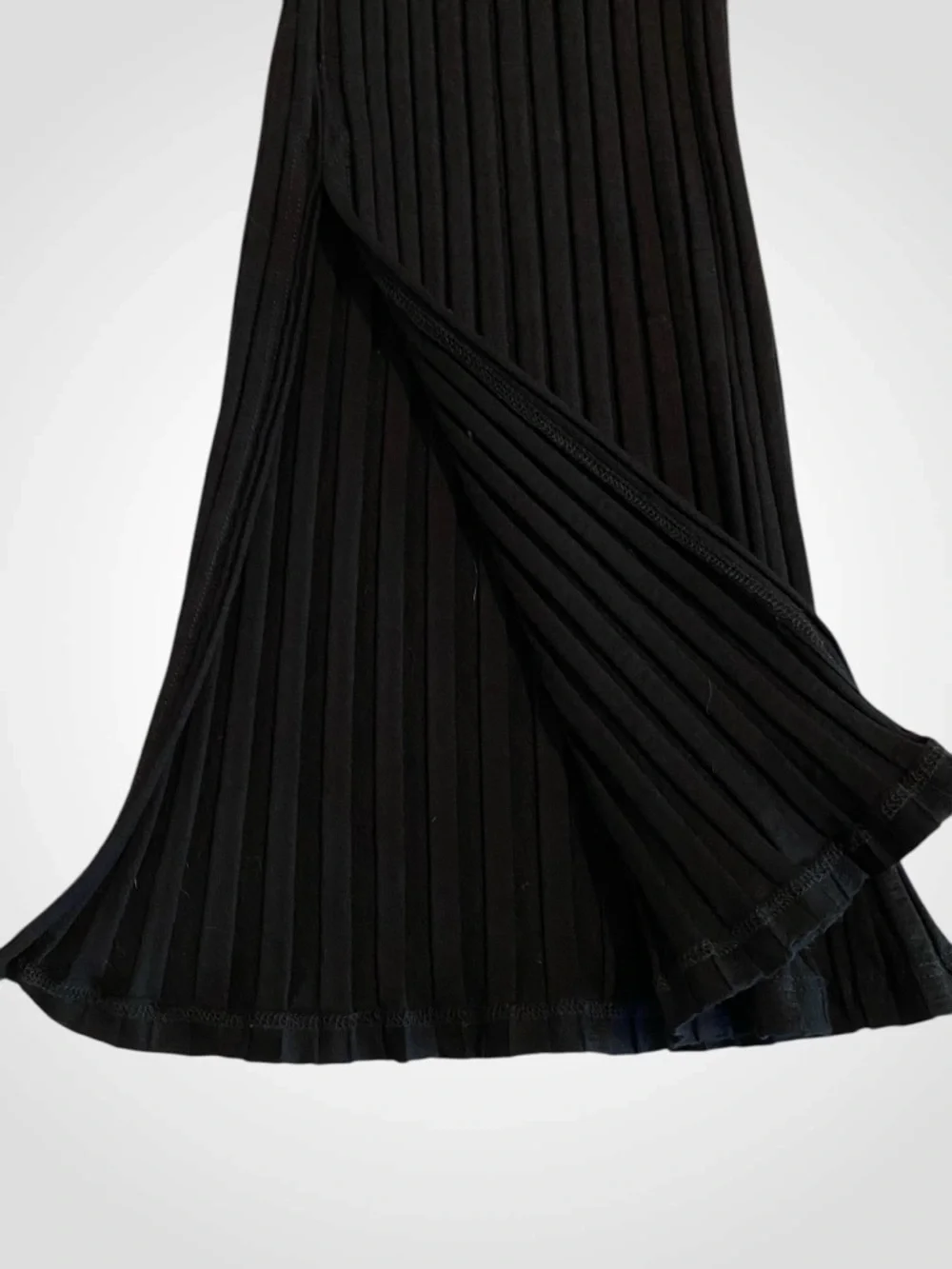 Eileen Fisher Black Ribbed Wide-Leg Cropped Pants with Side Slits NWOT Size M - Picture 10 of 14